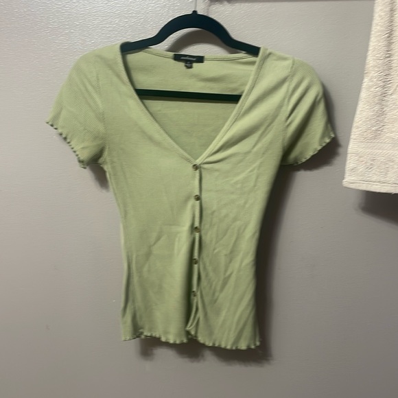 Ambiance Tops - Light green button up top! Worn a few times.